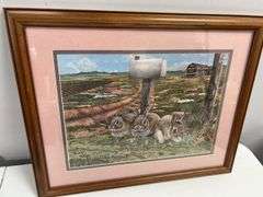 Framed Limited Edition Print - Mail Pouch Barn & Rabbits