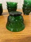 Set of 19 Green Depression Glass Bowls with Floral Design