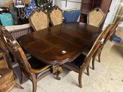 Wood Dining Table with Six Chairs