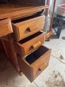 Oak Roll Top Desk with Multiple Drawers