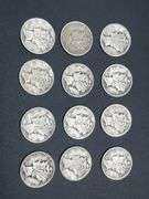 TWELVE MERCURY DIMES
