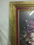 Framed Still Life Art Print of Flowers and Grapes