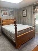 Waterfall Wood Full Size Bed Frame with Mattress