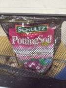10 GALLON AQUARIUM, BAG OF POTTING SOIL, FUNNEL, AND LID