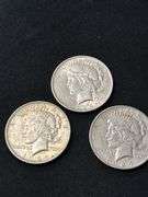 Three 1924 Peace Silver Dollars