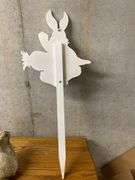Bunny Crossing Yard Sign and Bunny Figurine