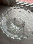 Set of Two Pressed Glass Diamond Pattern Bowls