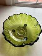 Green Glass Footed Bowl