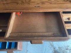 Oak Roll Top Desk with Multiple Drawers