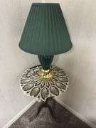 Accent Lamp with Green Shade & Side Table