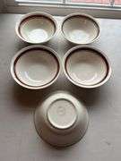 Set of 5 Porcelain Bowls with Brown Trim - Made in China