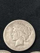 Three 1923 US Peace Silver Dollars