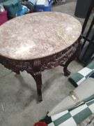 CARVED MARBLE TOP TABLE - 32X24X29