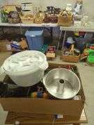 Baking and Cooking Assortment: Cake Carrier, Bundt Pan, Saucepans, Better Homes and Gardens Mugs, Grater & Thermometer