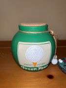 Golfing Memorabilia Lot - Balls, Figurines, and Crowfield Glass