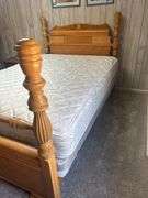 Waterfall Wood Full Size Bed Frame with Mattress