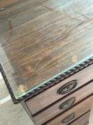 Wood Desk with Glass Top and Multiple Drawers