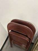 Set of Metal Folding Chairs - (3) Brown & (3) Tan