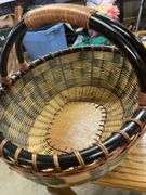 Assorted Handbags with Woven Basket