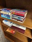 Wooden Bookcase with Books and Crochet