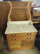 Wood Washstand with Marble Top