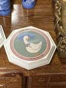 Assorted Decorative Collectibles: Framed Art, Mini Red Wagon, Floral Plaque, and More