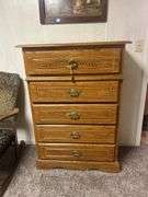 Wooden 5-Drawer Chest with Ornate Details