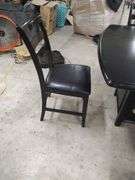 HIGH TOP DINING TABLE WITH 4 STOOLS AND UNDER TABLE STORAGE - TABLE MEASURES 53X53X36 CHAIRS ARE 23 INCHES FLOOR TO SEAT