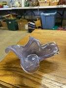 Assorted Glassware: Purple Art Glass Bowl, Covered Dish, and Brown Glass Baking Pan