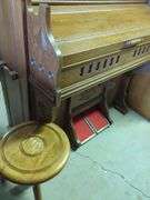 Ornate Pump Organ and Matching Stool