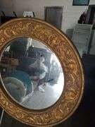 GOLD FRAME BEVELED EDGE WALL HANGING MIRROR 32 INCHES ROUND