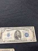 Three 1934 Series $5 Silver Certificate Notes