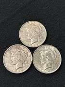 1922 Peace Silver Dollar Coins - Lot of 3