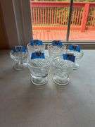 Set of Six Clear Glass Dessert Bowls