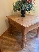 Solid Wood End Table with floral arrangement