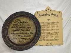 Religious Wall Decor: "Amazing Grace" Sheet Music and John 3:16 Plate