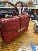 Assorted Handbags with Woven Basket