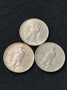 Three 1924 Peace Silver Dollars