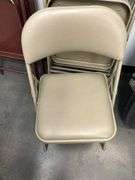Set of Metal Folding Chairs - (3) Brown & (3) Tan