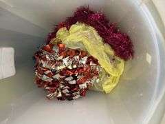 Two Storage Bins of Holiday Decorations