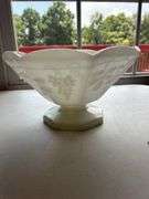 Milk Glass Footed Bowl with Grape Design