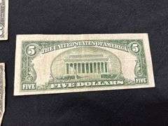 Lot of Ten US Five Dollar Bills