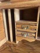 Oak Roll Top Desk with Multiple Drawers