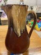Brown Drip Glaze Pitcher and Bean Pot with Lid