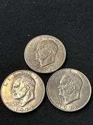 Three 1972 Eisenhower "Ike" Dollar Coins