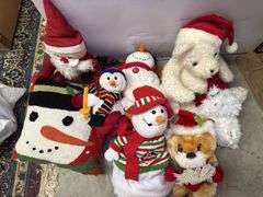 Assorted Holiday Plush Toys and Pillow