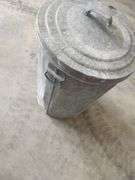 METAL TRASH CAN WITH SCRAP METAL