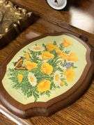 Assorted Decorative Collectibles: Framed Art, Mini Red Wagon, Floral Plaque, and More