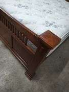 QUEEN SIZE BED - HEADBOARD WITH FOOTBOARD AND RAILS AND SLATS - BOX SPRING AND MATTRESS WILL BE GIVEN TO BUYER IF WANTED