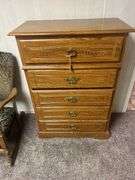 Wooden 5-Drawer Chest with Ornate Details